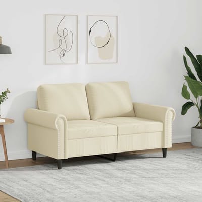 vidaXL - Tweezitsbank - 120 - cm - kunstleer - crèmekleurig