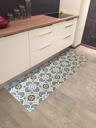 JYG Vloerkleed WATOU- Keukenloper - Keukenmat - Vinyl - Vintage - 50X150cm - Grijs - Beige