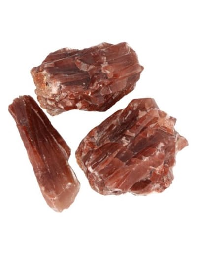 Calciet rood 250 gr. ruwe brokjes