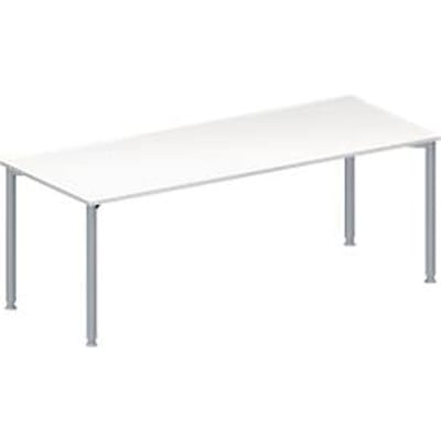 Schäfer Shop  Genius Vergadertafel MODENA FLEX, in hoogte verstelbaar, rechthoekige vorm, 4-poot ronde buis, B 2000 x D 800 mm, wit