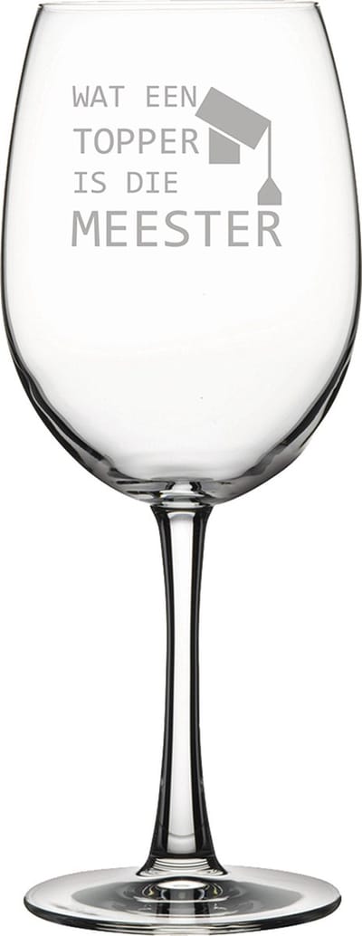 Gegraveerde Rode wijnglas 46cl Wat een topper is die meester