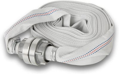 Platte Slang - Textiel Waterslang - Grote Waterhoeveelheden - Storz Koppelingen - 10 Meter - Beige