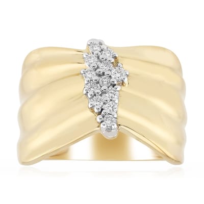Cavill - Zilveren ring met I1 G diamant - 925 Sterling Zilver verguld - 12 ronde briljant geslepen diamanten uit Afrika - Elegante ring voor vrouwen