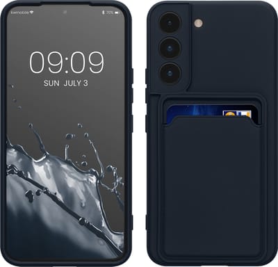 kwmobile telefoonhoesje geschikt voor Samsung Galaxy S22 - Hoesje met pasjeshouder - TPU case in donkerblauw