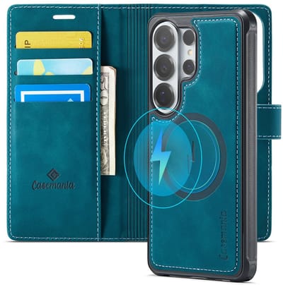CaseMania Bookcase hoesje geschikt voor Samsung Galaxy S26 Ultra - Effen Groen - Kunstleer - 2-in-1 Magnetisch Uitneembaar Design - Compatible Qi2 & MagSafe