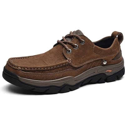Herfst en Winter Nieuwe Herenschoenen Casual Leren Schoenen Outdoor Klimlaarzen Leren Schoenen met Grote Neus Zachte Zool Antislipschoenen Schoenen in Grote Maten 46 bruin
