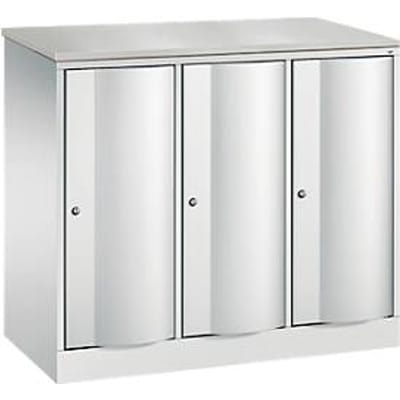 C+P Garderobekast Resisto, 3 vakken, 3 legplanken, B 1148 x D 540 x H 1077 mm, lichtgrijs