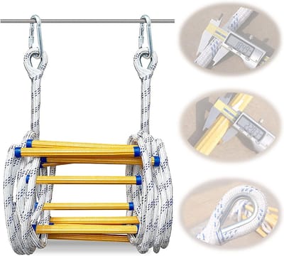 Touwladder - Veiligheidsladder Klimtouw - Noodsituaties Ontsnappen - Hoge Draagkracht - 7 Meter Lengte - Blauw Wit