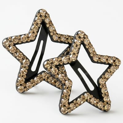 Goudkleurige ster haarspeldjes set voor dames – metaal haarspeldjes met strass – 2 stuks – decoratieve ster vorm clips voor feestelijke kapsels