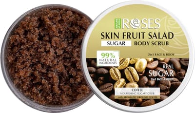 AGIVA ROSES FRUIT SALADE KOFFIE SCRUB 2 IN 1 - 99% Natuurlijke SUIKER KOFFIE SCRUB voor GEZICHT en LICHAAM voor Elk Huidtype UNISEX 200g