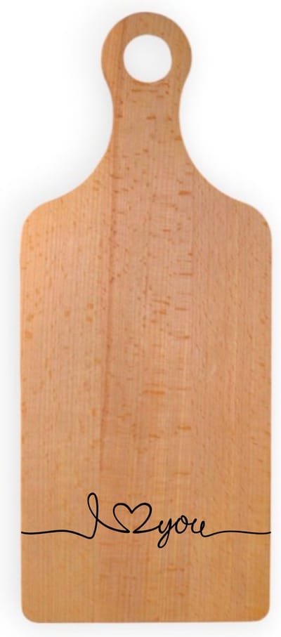I LOVE YOU - JM Woods Borrelplank - 34 x 14 - Serveerplank - Hapjesplank - Kaasplank - Ik hâld fan dy - Valentijnsdag - Cadeau tip!