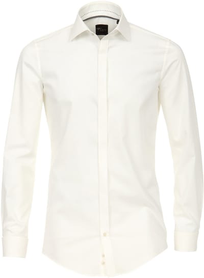 VENTI body fit overhemd - popeline - beige - Strijkvriendelijk - Boordmaat: 42