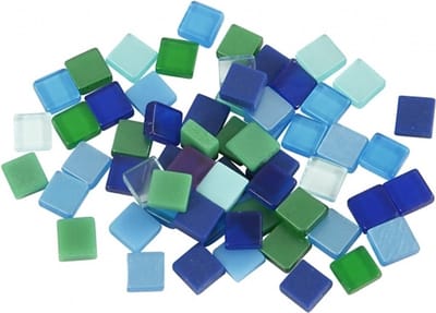 Mozaiek tegels - 395x stuks - groen/blauw - 5 x 5 mm - kunsthars - steentjes - mozaieken - Hobby/knutselen