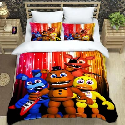 F-Five-Nights At Freddy´s FNAF Beddengoed Laken Set King Twin Double Jongens Beddengoed Microvezel of Polyester Dekbedovertrek EU single(135x200cm)