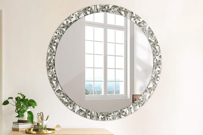 Coloray Bedrukte Spiegel - Tropische bladeren Spiegel Met Print - 100 cm - Zwart en wit Bedrukte Spiegel - Spiegel Met Print - Wandspiegel Met Print - Wandspiegel Decoratieve Print