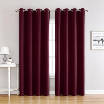 Rideaux occultants à 2 panneaux pour salon, isolation thermique, rideaux de chambre à coucher, toutes tailles, toutes couleurs W140xH175cm&Grommet rouge foncé
