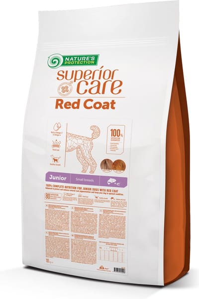 NATURE'S PROTECTION SUPERIOR CARE droog graanvrij voer voor jonge honden van kleine rassen met rode vacht, met zalm 10kg.