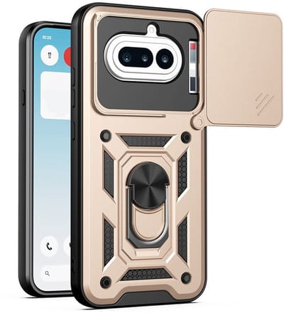 MobyDefend Hoesje - Geschikt voor Nothing Phone (4a) - Pantsercase Met Draaibare Ring - Goud