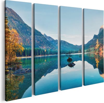 Artaza Canvas Schilderij Vierluik Meer Met Herfstbomen - 80x60 - Foto Op Canvas - Canvas Print