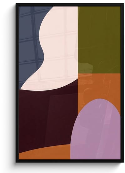 Poster in lijst - Fotolijst 80x120 cm - Posters - Vormen - Abstract - Kleuren - Vierkant - Posterlijst zwart - Decoratie - Wanddecoratie woonkamer - Muurdecoratie slaapkamer