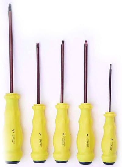 Schroevendraaierset - Driehoek Bits - Apparaten Repareren - Magnetische Punt - 5 Delig - Bruin Geel
