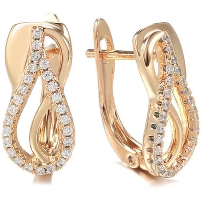Boucles d'oreilles pendantes Géométrie de Luxe Couleur Or Rose Pour Femme Mode Zircon Naturel Accessoires Bijoux Vintage Quotidien beige