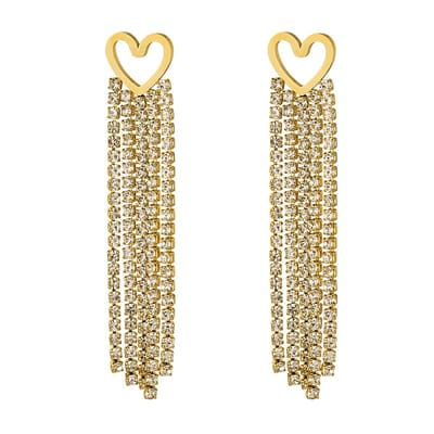 Yehwang - Oorbellen Hart met Zirkonia - Stainless Steel - Goudkleur - Party - Glitter