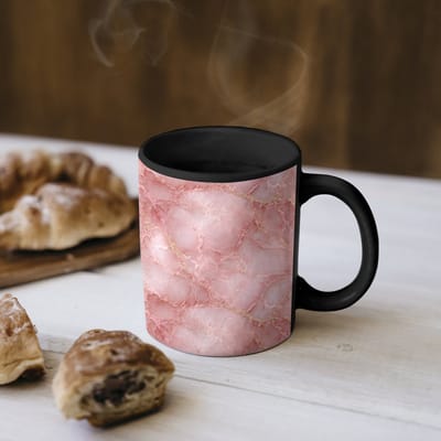 Magische Mok - Foto op Warmte Mokken - Koffiemok - Roze - Kwarts - Goud - Marmer print - Magic Mok - Beker - 350 ML - Theemok