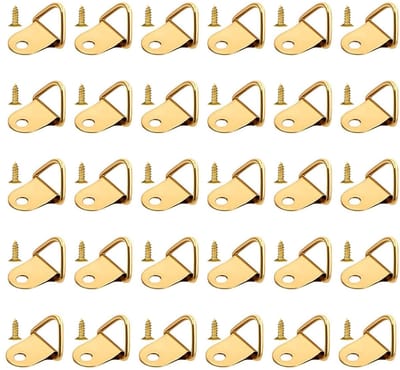 gouden haken voor fotolijsten, fotobevestiging, driehoekige ringen frame, wandhaken, 30 stuks met schroeven