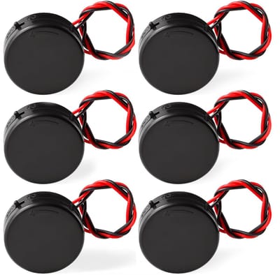 Allecto - CR2032 Batterijhouder - Knoopcel Batterijhouder - Met Aan/Uit-schakelaar - Zwart - 2 x 3V Batterijhouder - Voor Diverse Toepassingen - 6 ...