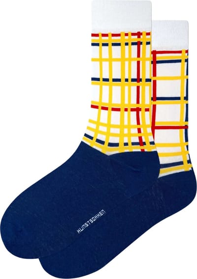 Kunst sokken - New York City I: Piet Mondriaan - Sokken Dames 36 40 - Biologisch Katoenen Sokken - funny socks happy - Vrolijke Sokken - Grappige Sokken - Sokken Cadeau
