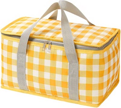 Bovista Picknickmand - Picknickmanden - Piknik - Pick Nick - Picknicktas - Mand - Lunchbox - Zomer - Geel en Wit