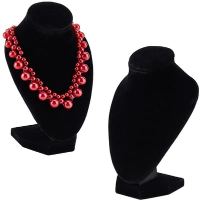 Store_8 - 3D Velvet Necklace Display - Sieraden Organizer - Elegant Design - 2 Stuks - Juwelen Stand - Geschikt voor Boutiques - Zwart