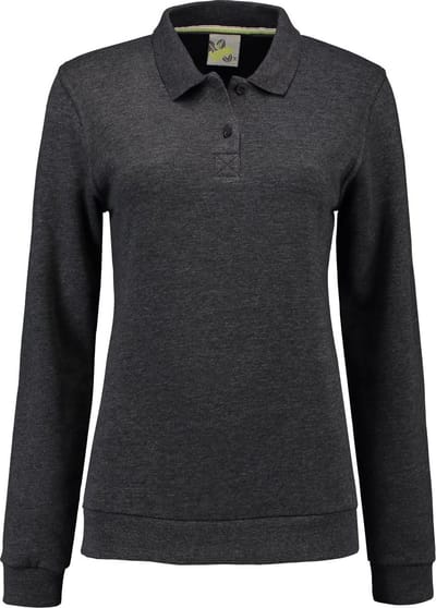 Lemon & Soda polosweater voor dames in de kleur Antracite in de maat S.