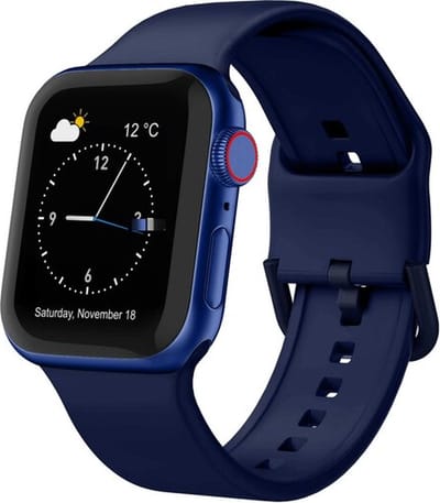 By Qubix - Geschikt voor Apple Watch bandje - Soft siliconen bandje met gespsluiting - Nachtblauw - Geschikt voor Apple Watch 44mm / 45mm / 46mm / 49mm (Ultra 1,2 en 3) - Smartwatch bandje