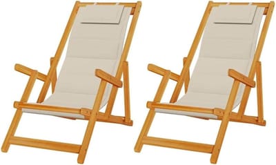Opvouwbare Tuinstoelen - Strandstoelen set - Buiten Zonnen - Kantelmechanisme - 2 stuks - Taupe