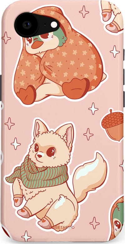 Casetastic hoesje geschikt voor Apple iPhone 16e / Apple iPhone 17e - MagSafe - Dubbellaagse bescherming - Winter avontuur - Fashion Case - Perzik Zand Lichtgrijs