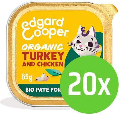 Edgard & Cooper - Adult PatÃ© Organic - Kattenvoer - Kalkoen - 85 gram - 20 kuipjes