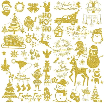 Allecto - Kerststickers - Feestdecoratie - Glittereffecten - 6 Vellen - Zelfklevende Stickers - Perfect voor Kerst - Vrolijk Kerstfeest