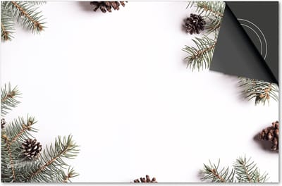 Inductie beschermer 60x60 - afdekplaat inductie mat - Dietrix Kookplaat beschermer - Exclusief - Feestdagen - Kerst takken denneappels op wit