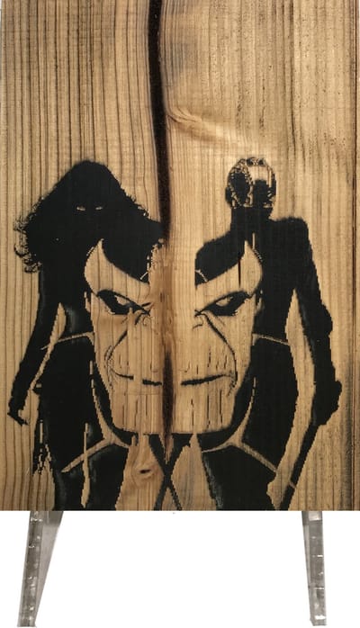 CharredArt - Houten bord Thanos Sisters | Hout kunst - Marvel - Huis decoratie woonkamer - Wanddecoratie accessoires - Kamer interieur decoraties