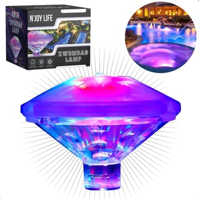 N'JOY LIFE Zwembad Lamp Drijvend - Zwembadverlichting - Disco Lamp - Bad accessoires - Onderwater en Bovenwater Verlichting - op Batterijen - Zwembadlamp - Bubbelbad - Buitenspeelgoed