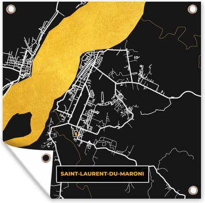 Tuin poster Stad – Plattegrond – Frankrijk – Saint-Laurent-Du-Maroni – Stadskaart - 200x200 cm - Tuindoek