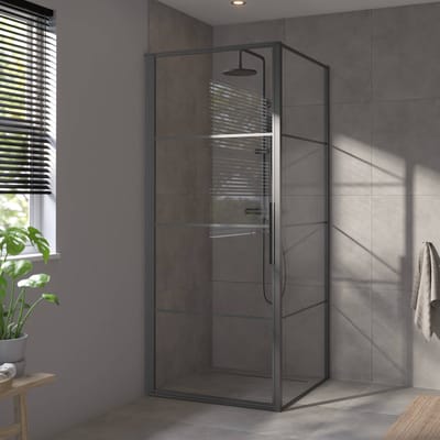 Saqu Devine industriële zijwand incl. antikalk 80x210cm mat zwart