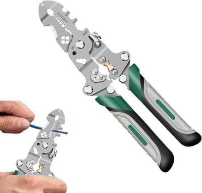 Striptang Krimptang - Kabelstripper Persgereedschap - Elektrisch Werk Vereenvoudigen - Opvouwbaar Snelwisselontwerp - ca. 22 cm - Zwart
