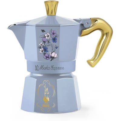 Cafetiere italienne - BIALETTI - Moka express - Collection Bridgerton - 3 tasses - 130 ml - Bleu / Fleurs