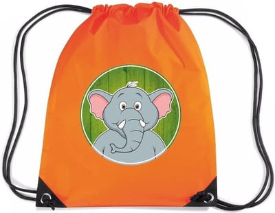 Olifanten rijgkoord rugtas / gymtas - oranje - 11 liter - voor kinderen