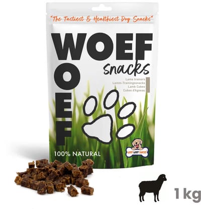 Woef Woef Snacks Hondensnacks Lams Trainers 1.00 KG - Trainingssnacks Hondensnoepjes - Gedroogd vlees - Lam - Alle honden en alle leeftijden vanaf 2 maanden - Geen toevoegingen