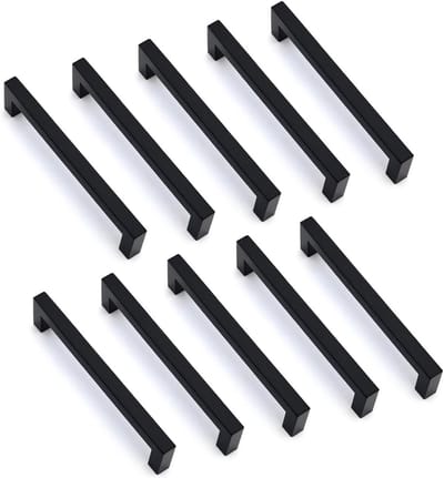 Stainless Steel Kastgrepen en Zwarte Deurklinken voor Meubels, 10 Stuks met Schroeven, Geschikt voor Keuken en Interieur, Gatafstand 160mm