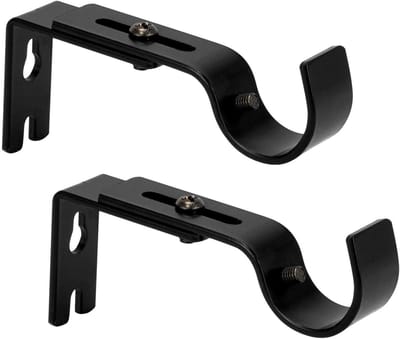 Premium gordijnroedebeugels - 2-pack verstelbare wandbevestigingen, gordijnroedehouders voor 1 inch roede (zwart)